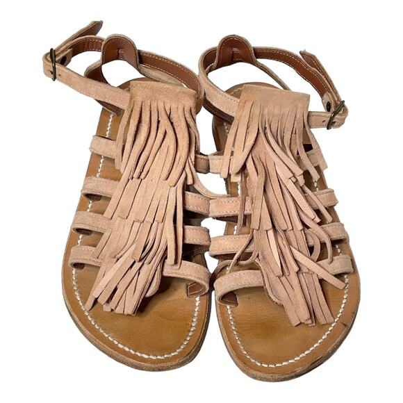 K. Jacques St Tropez Fregate Suede Fringe Gladiator Sandal Sultan 39 9 - Picture 4 of 6